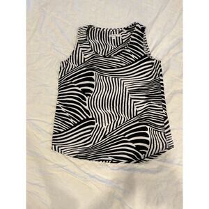 Chico’s Black White Abstract Zebra Print Sleeveless Top Size 1 Medium
